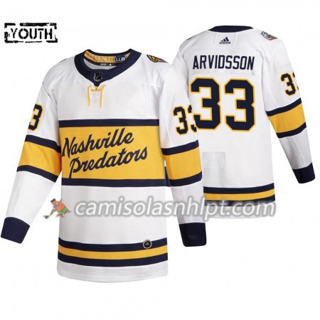 Camisola Nashville Predators Viktor Arvidsson 33 Adidas 2020 Winter Classic Authentic - Criança